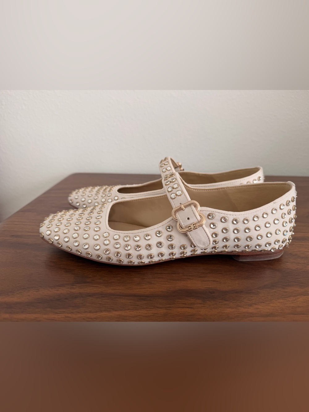 Sam Edelman Studded Mary Jane Flats in Cream - Picture 2 of 6